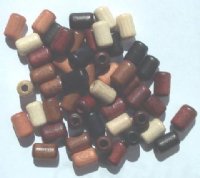 50 9x6mm Mixed Tube (3mm hole) Wood Beads